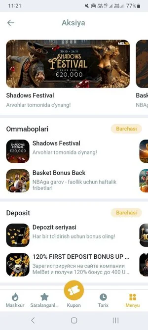 Melbet bonuslari va promo-kodlari