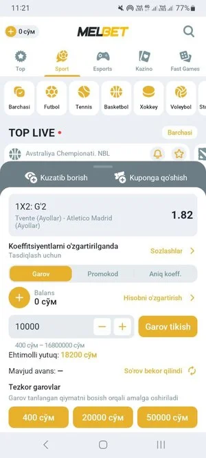 Melbet mobil telefoniga qanday pul tikish mumkin